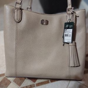 NWT LAUREN Ralph Lauren Annaville Carry All Stone